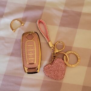 Gold and Pink Keychain Set